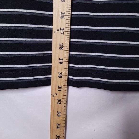 Nike Polo Shirt Mens Medium Striped Black, White Dri Fit Golf Swoosh - Picture 6 of 11